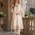White silk blend readymade suit with embroidery & sequence work
