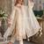 White silk blend readymade suit with embroidery & sequence work