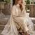 White silk blend readymade suit with embroidery & sequence work