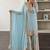 Sky heavy zari work short kurti with flared sharara & dupatta