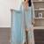 Sky heavy zari work short kurti with flared sharara & dupatta