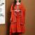 Orange embroidered vichitra silk kurta pant dupatta set