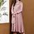 Pink embroidered vichitra silk kurta pant dupatta set