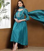 Rama embroidered vichitra silk kurta pant dupatta set
