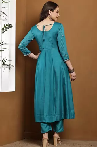 Rama embroidered vichitra silk kurta pant dupatta set