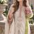 White silk blend readymade suit with embroidery & sequence work