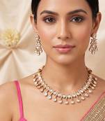 Gold plated premium kundan necklace set
