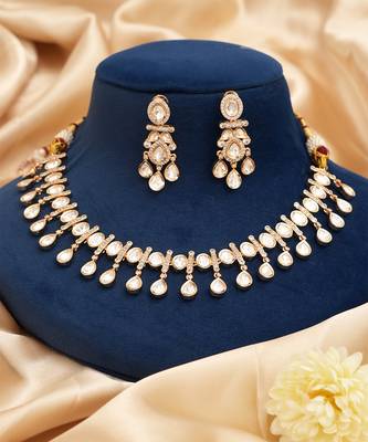 Gold plated premium kundan necklace set 2