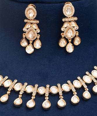 Gold plated premium kundan necklace set 3