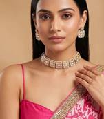Gold plated kundan moissanite choker set