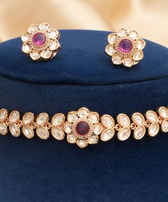 Royal ruby pink kundan choker set 3