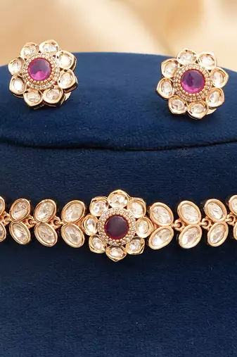 Royal ruby pink kundan choker set