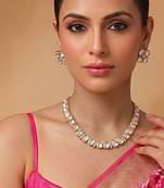 Gold plated heritage kundan moissanite necklace set