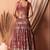 Maroon Faux Georgette Foil Print Readymade Lehenga Choli Set with Dupatta
