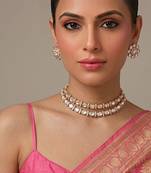Gold plated luxury moissanite kundan bridal choker set
