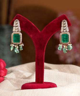 Green premium kundan moissanite choker set 4
