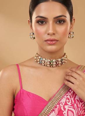 Royal multicolor moissanite kundan necklace set 1