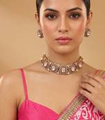 Gold plated premium moissanite kundan choker set