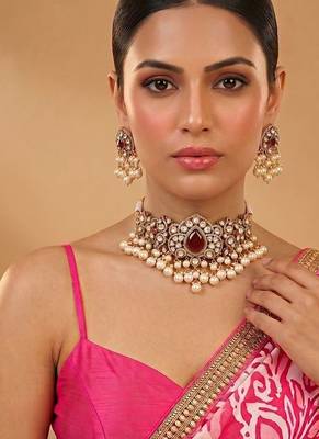 Royal maroon kundan choker set 1