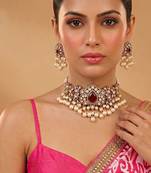 Royal maroon kundan choker set