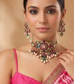 Royal multicolor moissanite kundan choker set