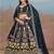 Navy Blue Embroidered Faux Georgette Reasymade Lehenga Choli