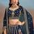 Navy Blue Embroidered Faux Georgette Reasymade Lehenga Choli