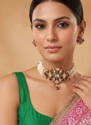 Multicolor royal kundan ruby pearl choker set 1