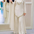 Off-white embroidered short kurti with flared pants & mirror-work dupatta set