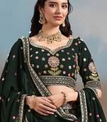Bottle green Embroidered Faux Georgette Reasymade Lehenga Choli