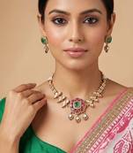 Multicolor luxury kundan moissanite bridal necklace set