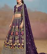 Purple Embroidered Faux Georgette Reasymade Lehenga Choli