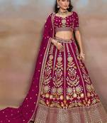 Rani Pink Embroidered Faux Georgette Reasymade Lehenga Choli