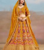 Mustard Embroidered Faux Georgette Reasymade Lehenga Choli