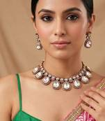 Ruby pink moissanite polki kundan choker set