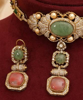 Multicolor royal kundan moissanite necklace set 3