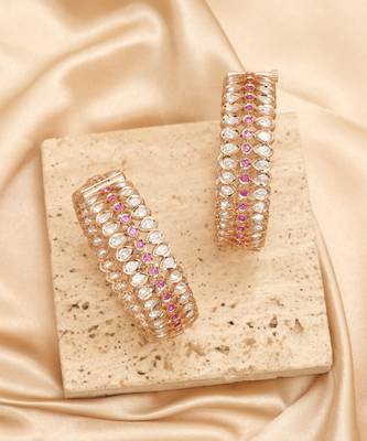 Ruby pink kundan bangles 2