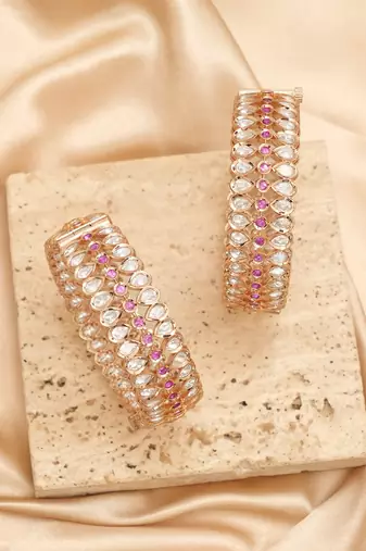 Ruby pink kundan bangles