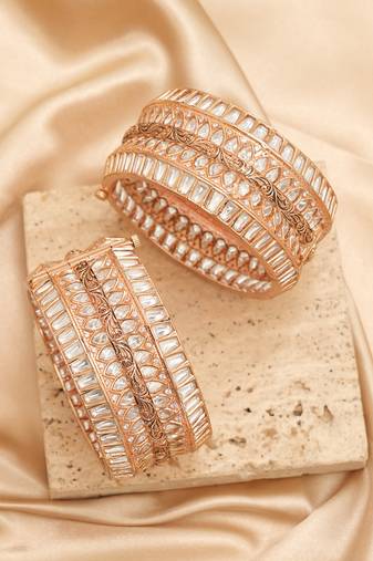 Gold plated heritage kundan bangles