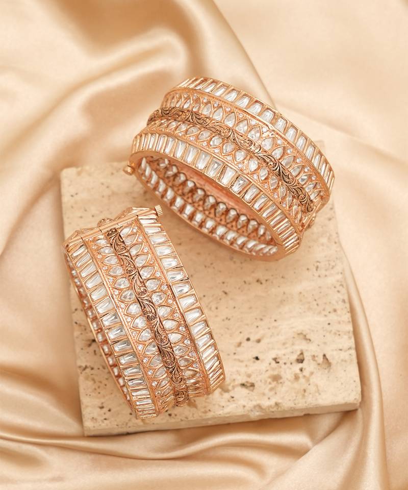 Gold plated heritage kundan bangles