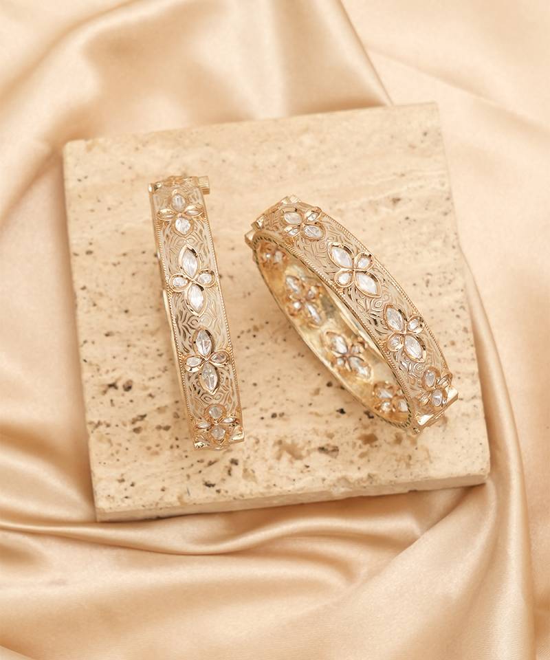 White stones royal kundan bangles