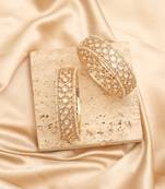 Gold plated white stones kundan bangles