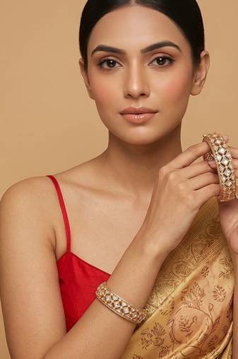 Gold plated heritage kundan bangles