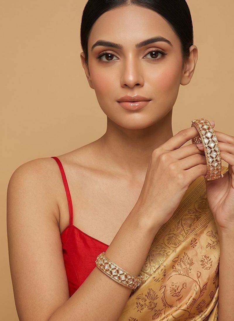 Gold plated heritage kundan bangles