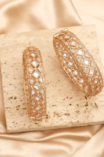 Gold plated heritage kundan bangles