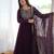 Women's wine embroidered flared anarkali suit set