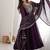 Women's wine embroidered flared anarkali suit set