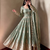 Sage green embroidered anarkali kurta set with pant and cutwork dupatta for women