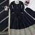 Black embroidered long flared anarkali kurta set with pant and dupatta
