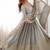 Grey embroidered long flared anarkali kurta set with pant and dupatta